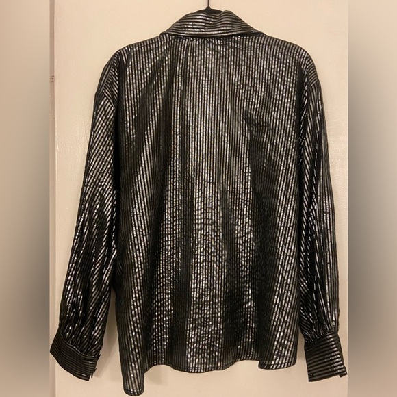 Alix of Bohemia Emery Moonlight Long Sleeve Silver Metallic Stripe Size Small - Picture 5 of 8